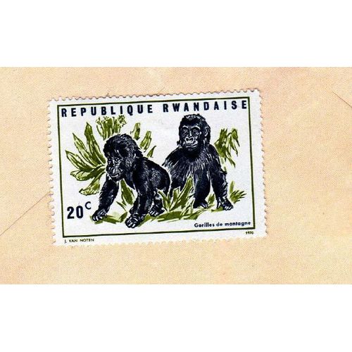 Timbre Rwanda Gorilles Des Montagne 1970