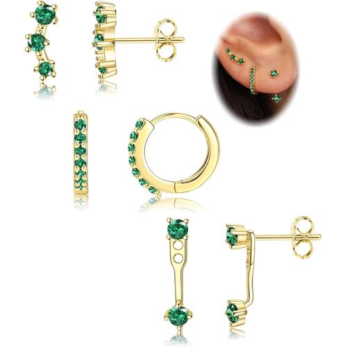 925 Argent Sterling Boucles D'oreilles Ensemble Pour Piercing Multiple Plaqu Or 14k Stud Huggie Petites Boucles DOreilles Pour Femmes Piles De Boucles D'oreilles Pour Oreilles Sensibles