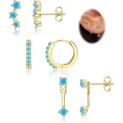 925 Argent Sterling Boucles D'oreilles Ensemble Pour Piercing Multiple Plaqu Or 14k Stud Huggie Boucles DOreilles Pour Femmes Piles De Boucles D'oreilles Pour Oreilles Sensibles.[X1941]