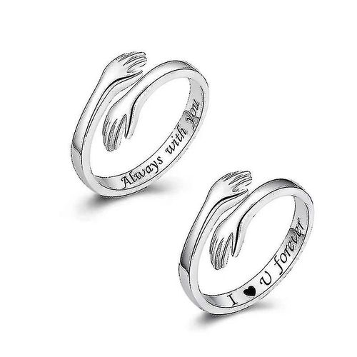 925 Bagues Hug En Argent Sterling Pour Couples Bagues De Clin  La Main Hugging Mains Ouverte Bague De Promesse Pour Femmes Hommes Rglable