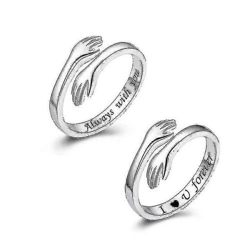925 Bagues Hug En Argent Sterling Pour Couples Bagues De Clin  La Main Hugging Mains Ouverte Bague De Promesse Pour Femmes Hommes Rglable