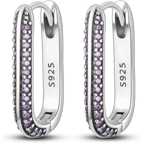 925 Boucles D'oreilles En Argent Sterling Cerceau En U Avec Zircone Cubique Multicolore Cerceau Avec Boucles D'oreilles Femmes Bijoux Cadeau.[X2563]