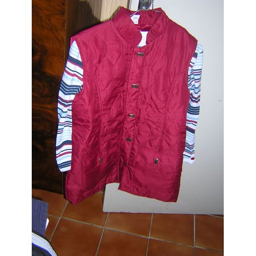 Ensemble Vêtement Anne De Lancay Gilet Et T- Shirt 38/40 Polyester 65% Coton 35%.