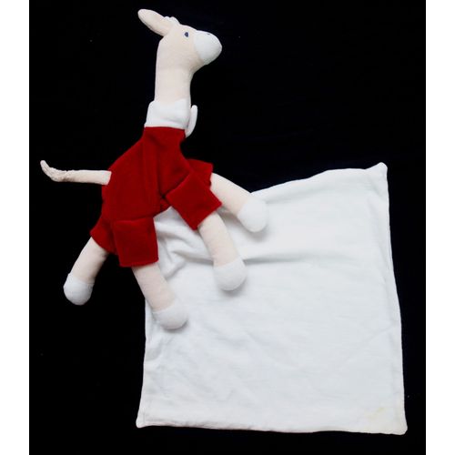 Doudou Girafe Sucre D Orge Avec  Mouchoir Blanc