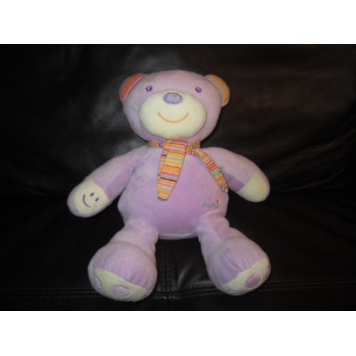 Doudou Peluche Ours Mauve Parme Violet  Baby Sun Babysun Rire De Bébé