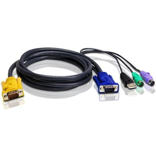 ATEN 2L-5303UP - Câble clavier / vidéo / souris (KVM) - USB, PS/2, HD-15 (VGA) (M) pour 18 broches SPHD (M) - 3 m