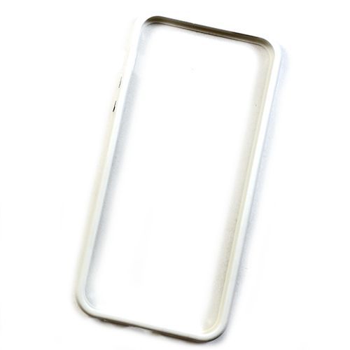 Etui Apple Iphone 5 Bumper Silicone Blanc Bouton Metal