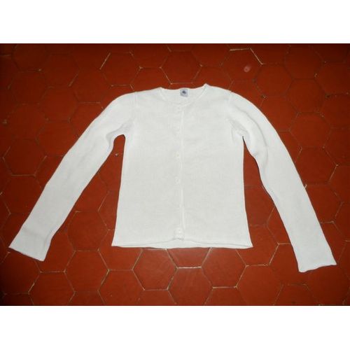 Gilet Jersey Coton Blanc Petit Bateau