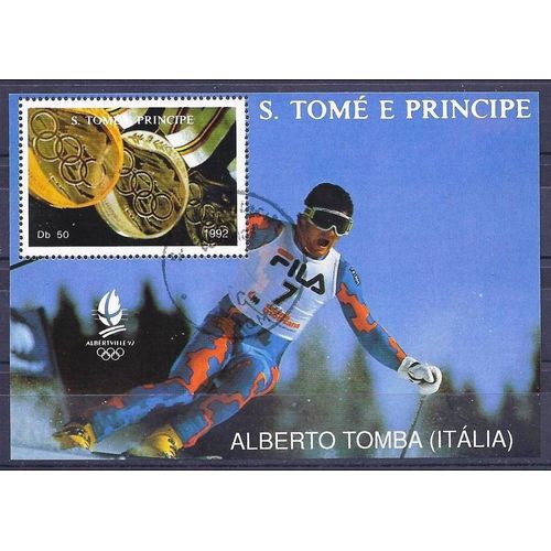 Bloc S Tomé E Principe Jeux Olympiques Albertville 1992 - Alberto Tomba