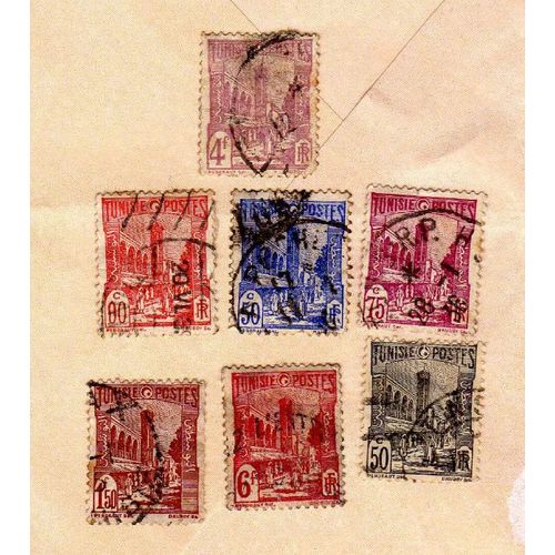 Lot De 7 Timbres Tunisie Mosquée Halfaouine Tunis 1926