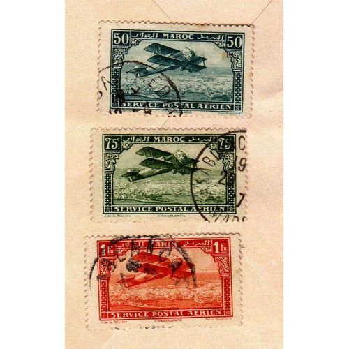 Lot De 3 Timbres Maroc Avion Survolant Casablanca 1922