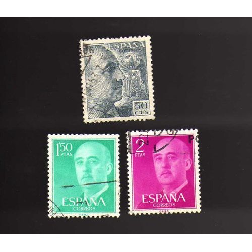 Lot De 3 Timbres Espagne Franco