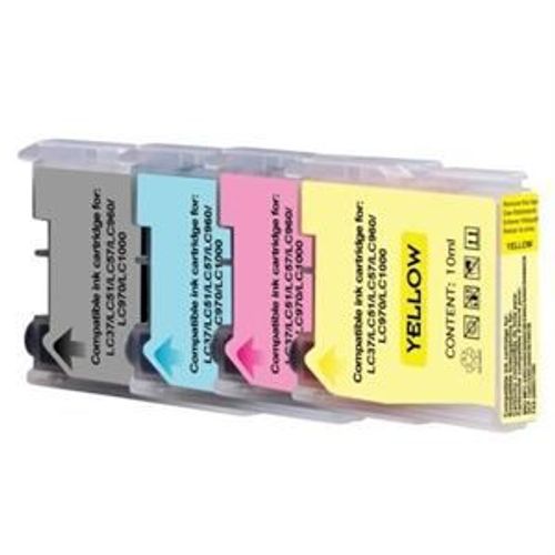 CDiscount - Pack de 4 - noir, jaune, cyan, magenta - cartouche d'encre (équivalent à : Brother LC1000BK, Brother LC1000m, Brother LC1000Y, Brother LC1000C, Brother LC970BK, Brother LC970C...