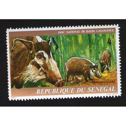 Timbre Neuf Avec Gomme D¿Origine Stamp With Fresh Gum Potamochere 4f Republique Du Senegal 1975