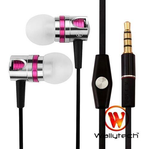 Ecouteurs Intra-Auriculaire Métal Argent & Rose Kit Mains-Libres Fil Plat iPhone,iPod,Mp3,Mp4