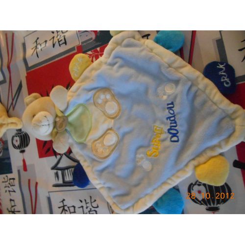 Doudou Ourson Bleu Beige