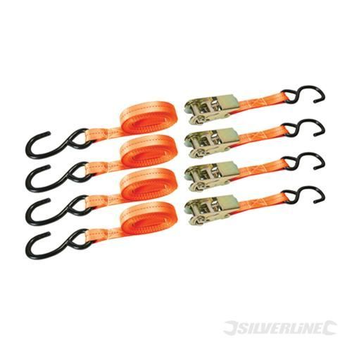 Lot de 4 sangles d'arrimage 900 kg 4 m x 25 mm SILVERLINE 481938