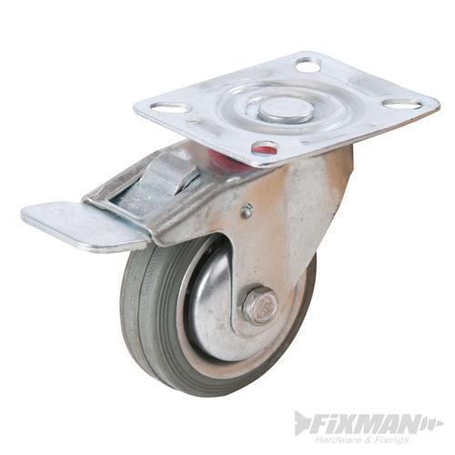 Roulette pivotante caoutchouc à frein 75 mm 50 kg FIXMAN 487739
