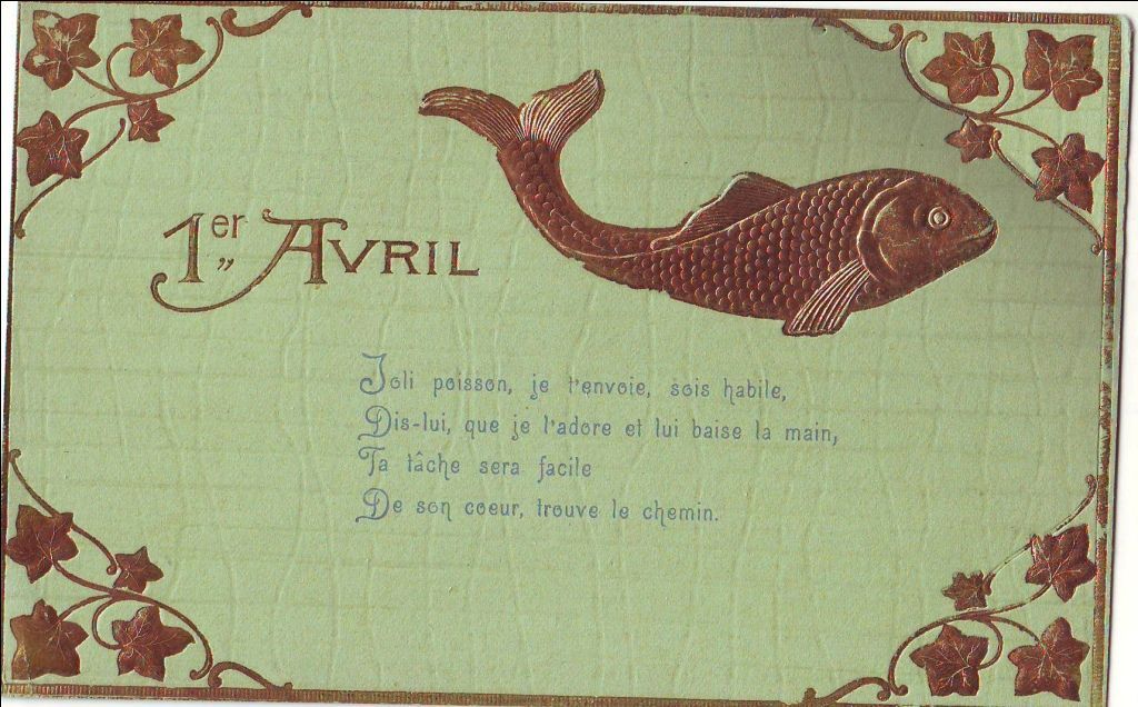 Cpa 1er Avril Carte Et Poisson Avec Dorure Avec Texte Rakuten