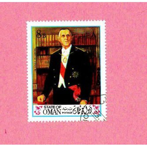Timbre Oblitéré Used Stamp Selo Carimbado De Gaulle As General State Of Oman 8b Postage