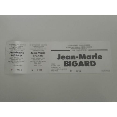 Ticket Spectacle  Jean-Marie Bigard