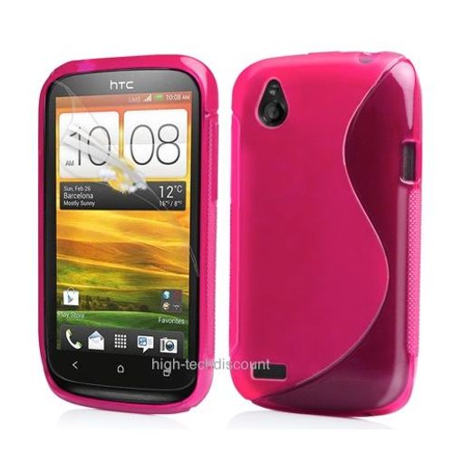 Housse Etui Coque Pochette Silicone Gel Rose Pour Htc Desire X   Film Ecran