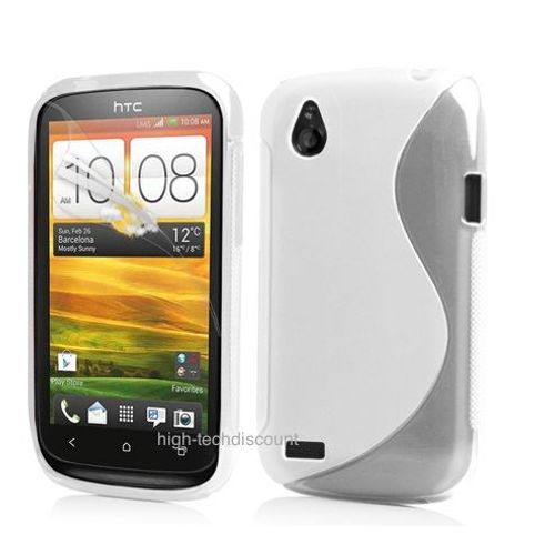 Housse Etui Coque Pochette Silicone Gel Blanc Pour Htc Desire X + Film Écran