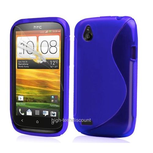 Housse Etui Coque Pochette Silicone Gel Bleu Pour Htc Desire X   Film Ecran