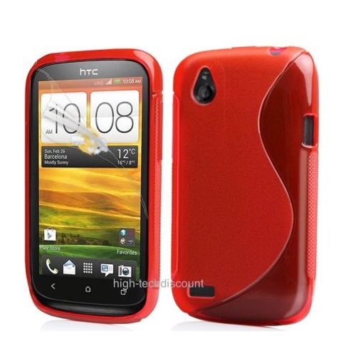 Housse Etui Coque Pochette Silicone Gel Rouge Pour Htc Desire X   Film Ecran