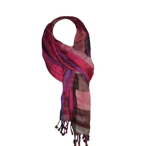 Echarpe Femme Fine À Carreaux - Violet, Prune, Vieux Rose - Étole Foulard Chale