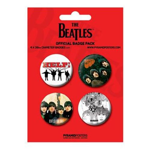 The Beatles Pack 4 Badges Red