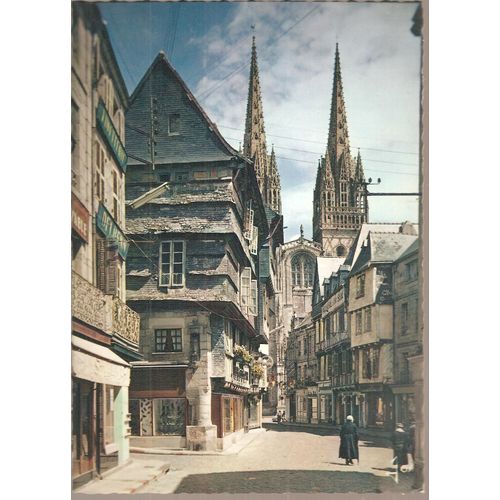 Carte Postale En Couleurs Grand Format - La Bretagne En Couleurs : Quimper, La Rue Kéréon Et Ses Maisons Moyennageuses