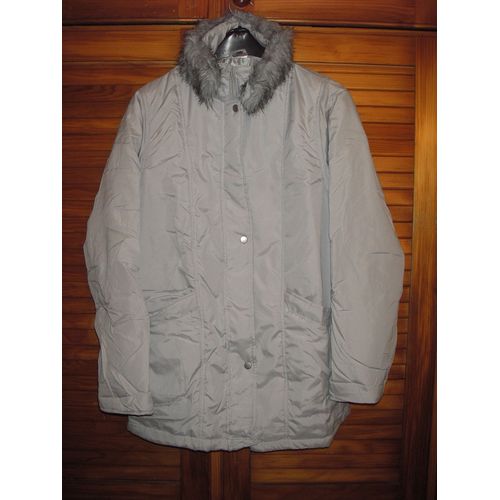 Parka Claire Neuville Gris ,Col Fourrure Amovible ,Taille 38-40 .