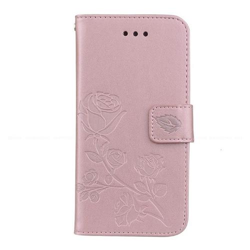 Étui Portefeuille En Cuir Pu Pour Huawei Y3 5.0 Pouces Coque En Silicone Motif Floral Rose Étui Pour Téléphone Version Funda