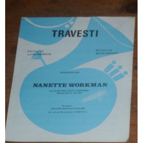 Rare Partition Nanette Workman Starmania Travesti Michel Berger