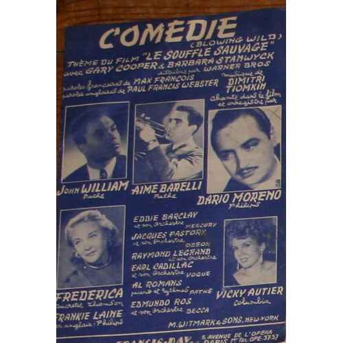 Rare Partition Dario Moreno John William Aime Barelli Frederica Comedie Bof Du Film Le Souffle Sauvage