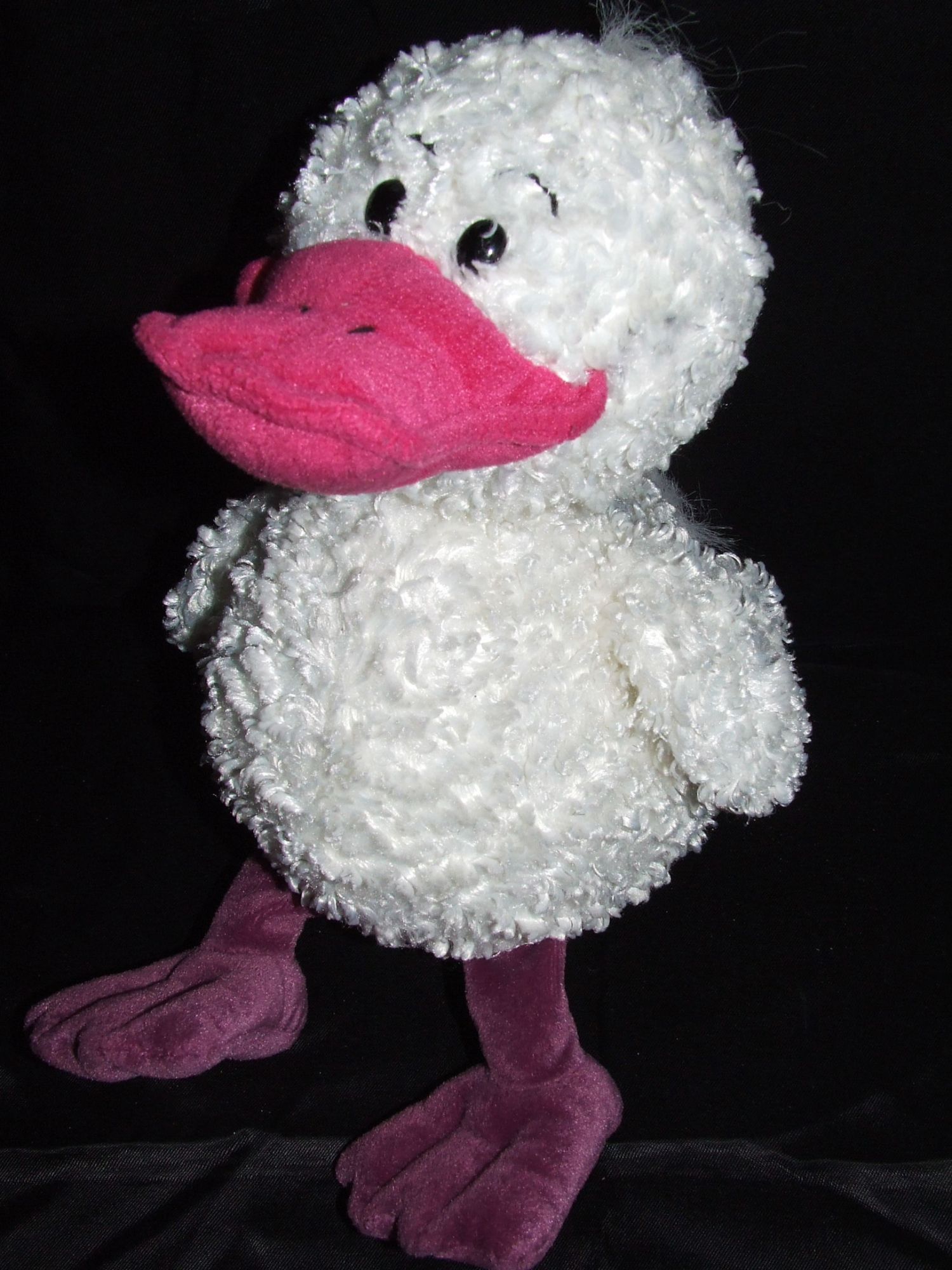Canard Anna Club Plush Doudou Blanc Pied Mauve Bec Rose Peluche De 30 Cm