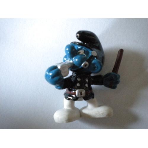 Schtroumpf Policier Noir Bâton Marron Variante Figurine Collection Schtroumpfs Smurf Schtroumpfette