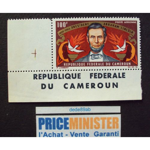 Cameroun..100f Président Abraham Lincoln (1809-1865) Neuf.
