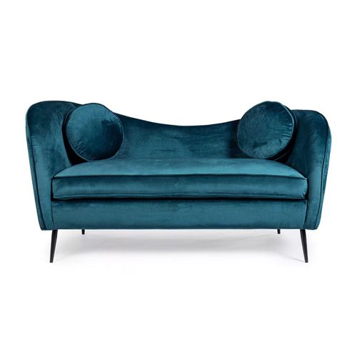 Canapé 2 Places Luxe En Velours Bleu Profond