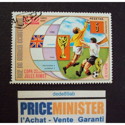 Guinée..Rép De Guinéa Équatorial.5 Pesetas.Angleterre 4 / Allemagne 2.Oblitéré.