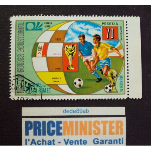 Guinée..Rép.De Guinéa Équatorial.70 Pesetas.Munich 74.Brasil 4 / Italia 1.Copa Del Mundo / Jules Rimet.Oblitéré.