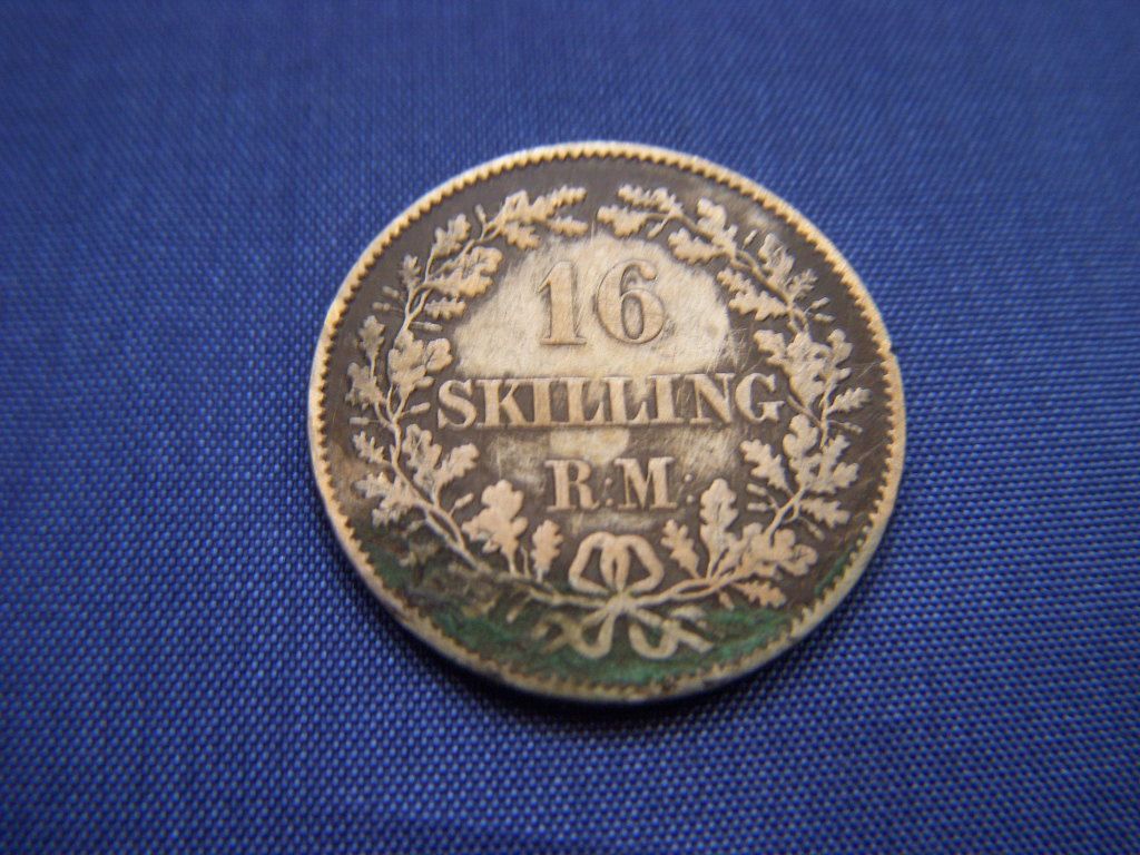 Pièce Argent 16 Skilling "Danmark" 1856