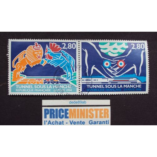 France..2 Timbres 2,80 "Tunnel Sous La Manche".Oblitéré