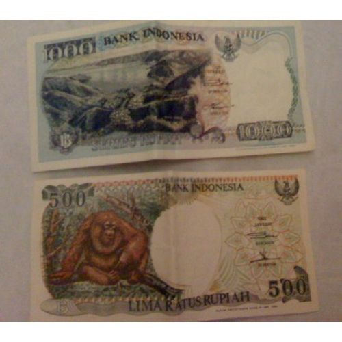 Billets 1000 Et 500 Rupiah Bank Indonesia 1992