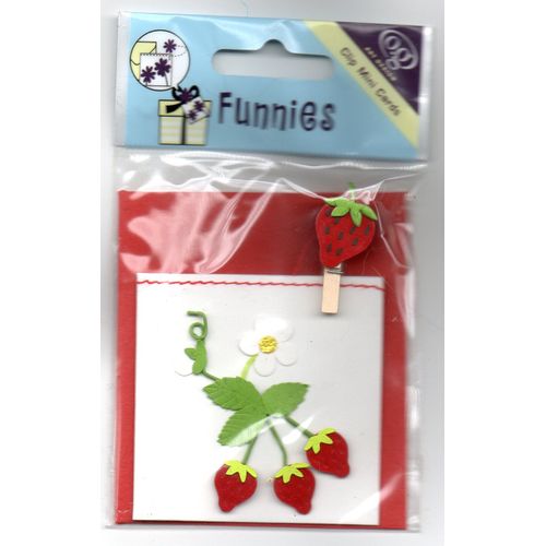 Scrapbooking - Mini Carte Cadeau 3d "Fraise"  + Enveloppe