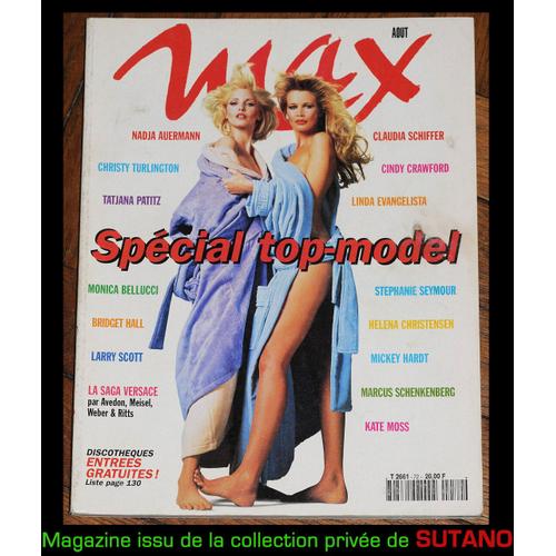 Max 72 01-08-1995 Spécial Topmodel Claudia Schiffer Christy Turlington Poster Avedon Monica Bellucci