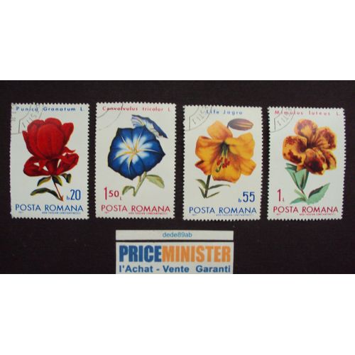 Roumanie..4 Timbres Posta Romana Série Fleurs. Oblitérés.