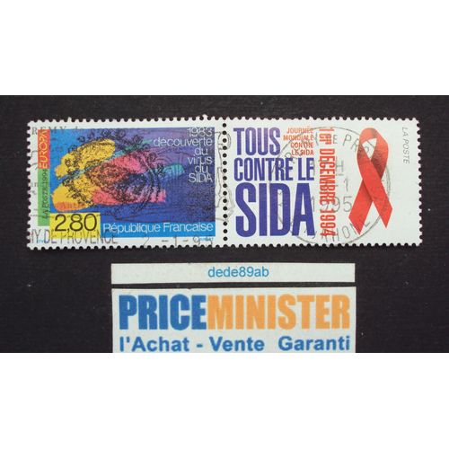 France..2.80 Europa."1983 Découverte Du Virus Du Sida" & "Tous Contre Le Sida 1/12/1994". Oblitéré.