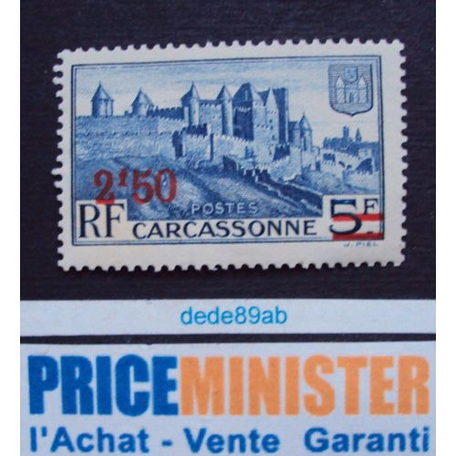 France..Carcassonne ..5f Surchargé 2f50 En Rouge.Neuf (Avec Gomme)